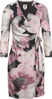 Anne Klein Floral Print Wrap Minidress