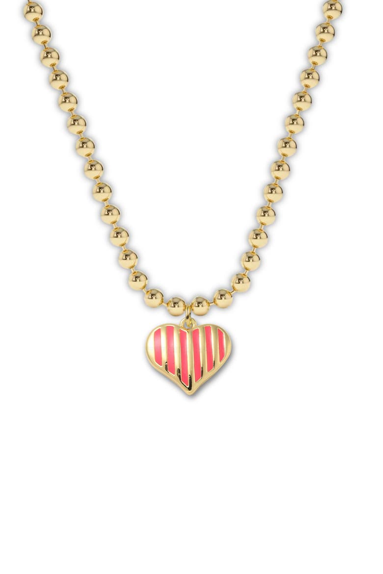 Heart Charm Necklace in Gift Bottle, Alternate, color, Pink