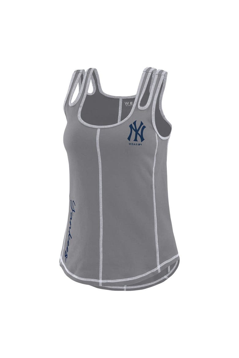 Women's WEAR by Erin Andrews Gray New York Yankees Contrast Stitch Tank Top, Alternate, color, Gray