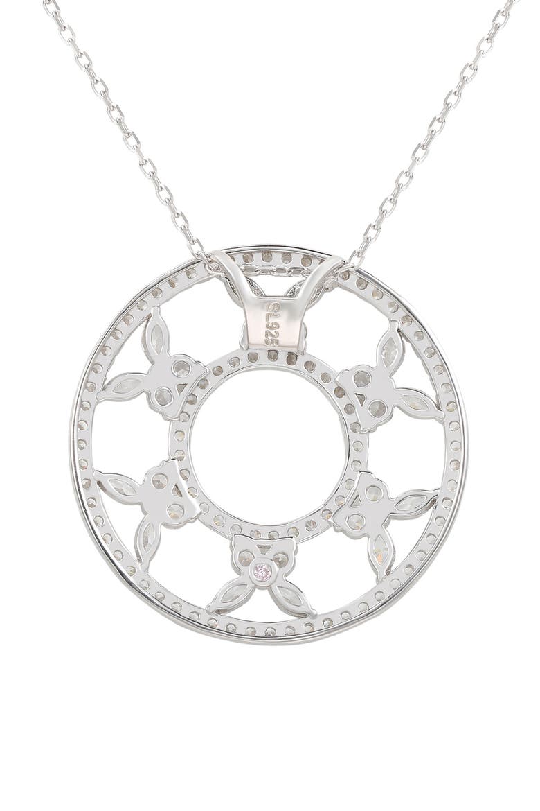 Sterling Silver Cubic Zirconia Circle Butterfly Necklace, Alternate, color, WHITE