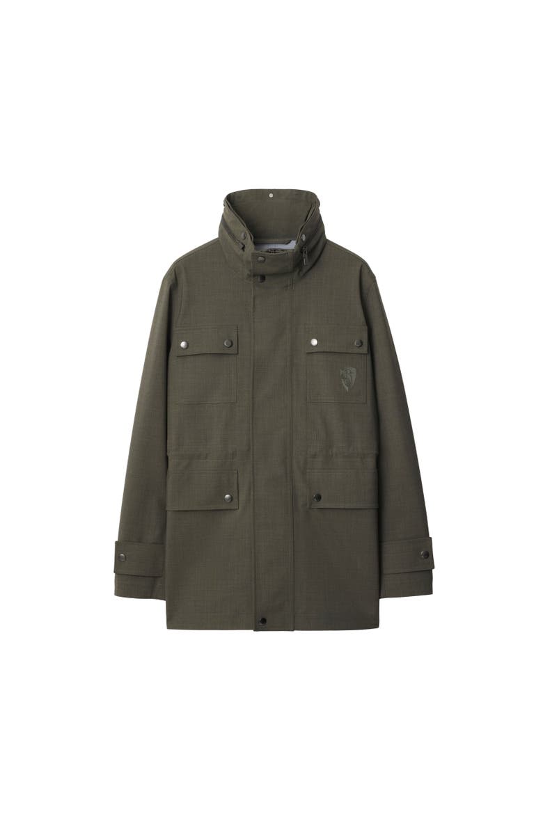 Burberry Stretch Wool Field Jacket, Alternate, color, Moss Melange