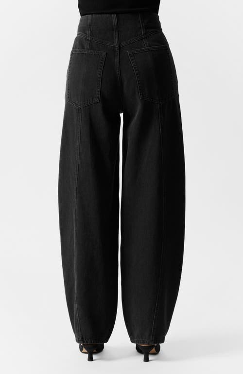 & Other Stories Bloom Cut Barrel Leg Jeans In Black Dark