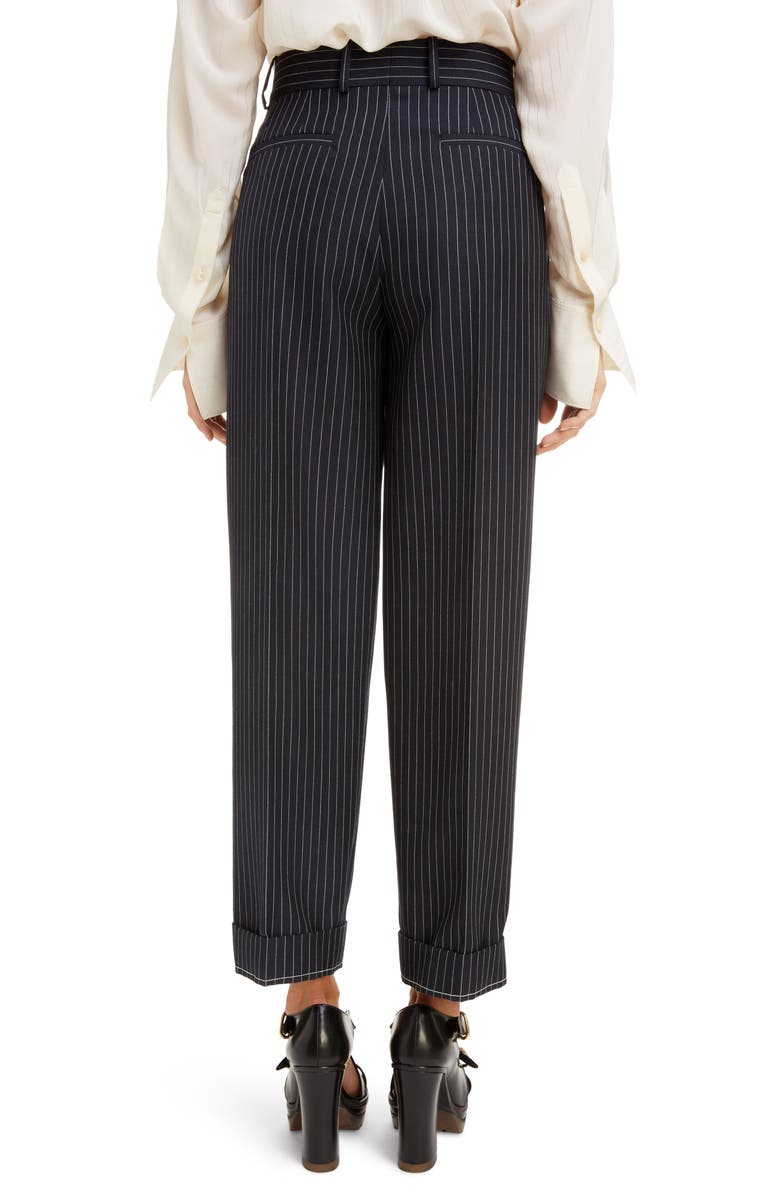 Chloé Pleated Pinstripe Ankle Pants, Alternate, color, 