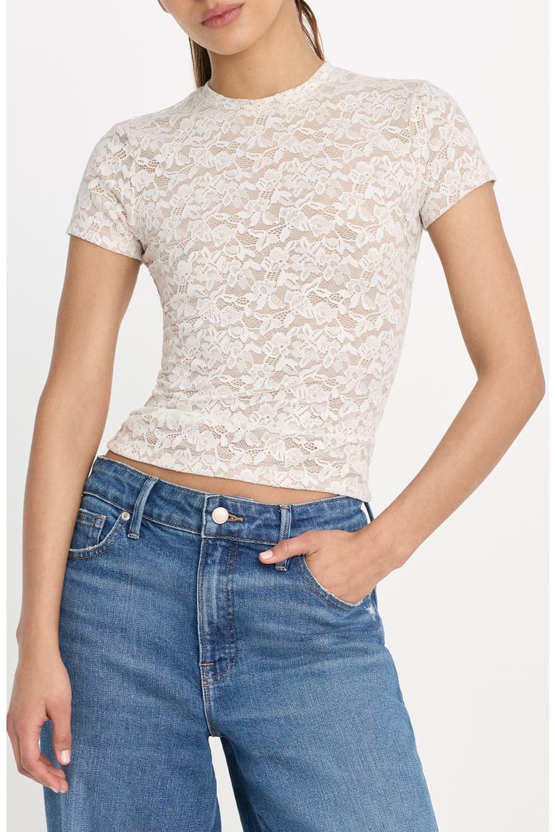 Stretch Lace Baby T-Shirt, Main, color, CHALK