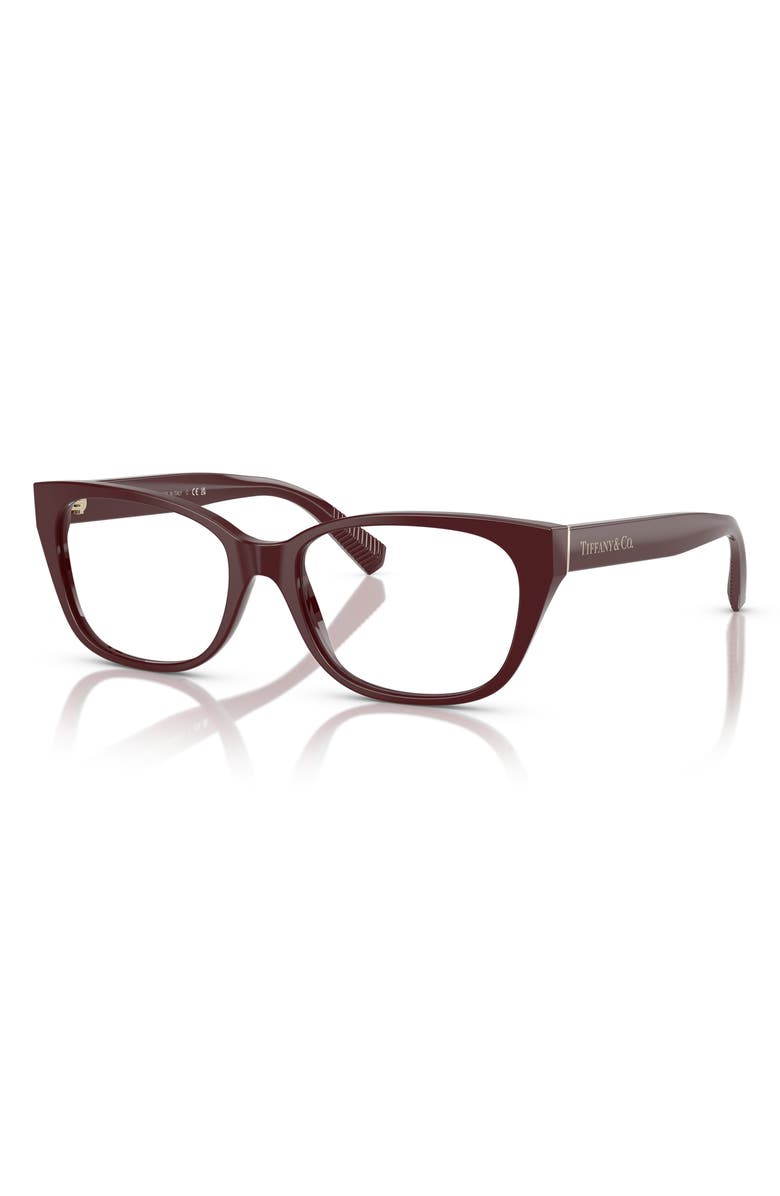 Tiffany & Co. 52mm Pillow Optical Glasses, Alternate, color, Burgunday