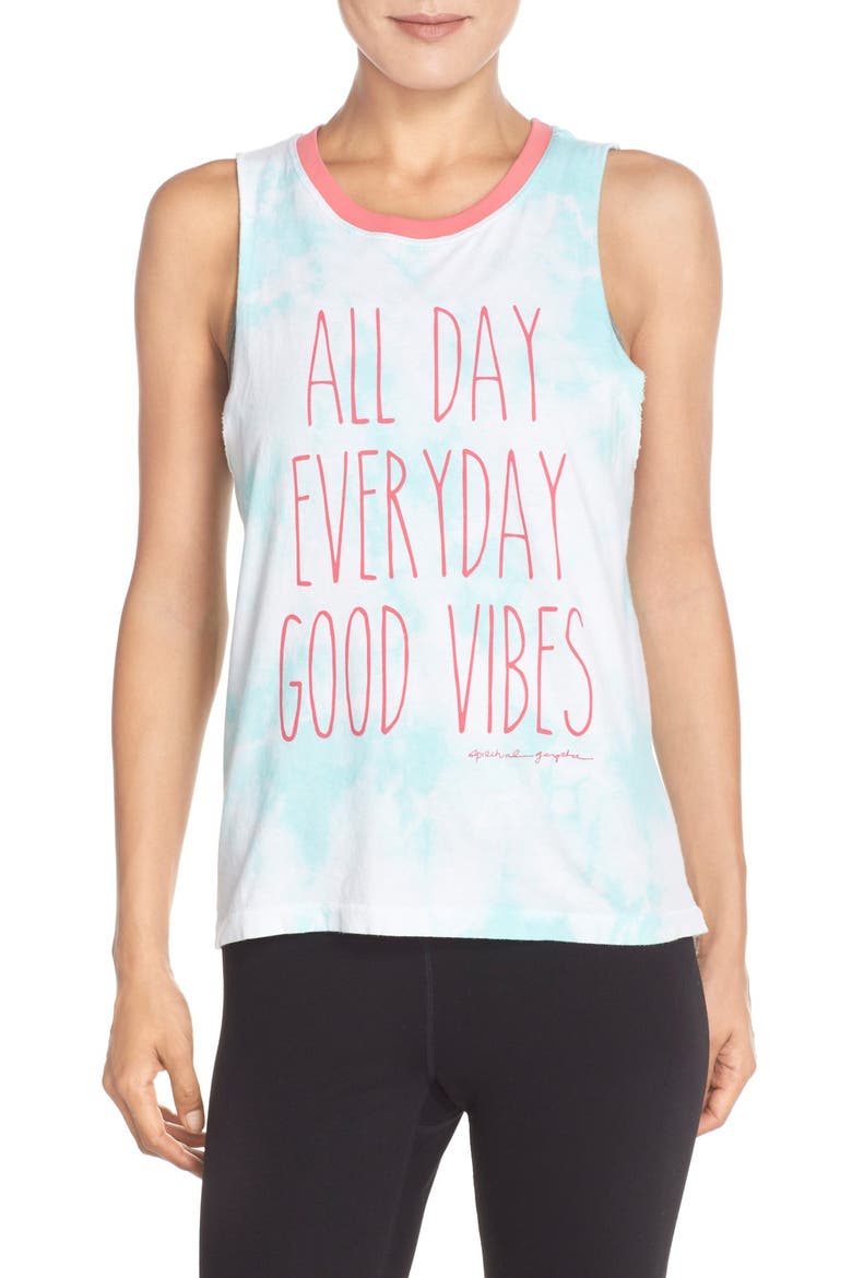 'Good Vibes All Day' Muscle Tee, Main, color, SKYWASH