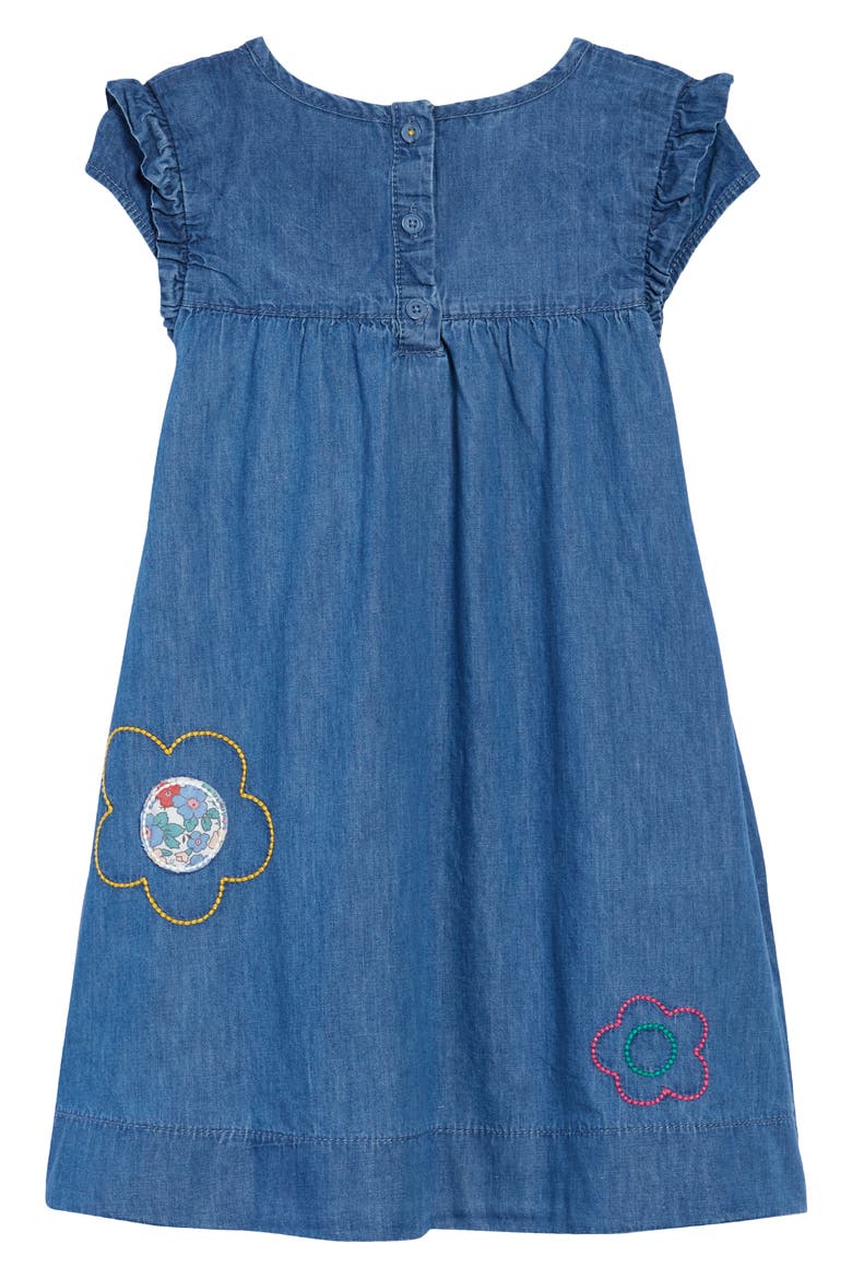 Kids' Appliqué Cotton Denim Dress, Alternate, color, CHAMBRAY BLUE FLOWERS