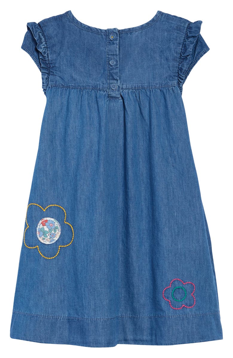 Mini Boden Kids' Appliqué Cotton Denim Dress, Alternate, color, 