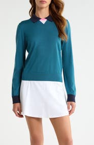 G/FORE Colorblock Merino Wool Sweater Polo