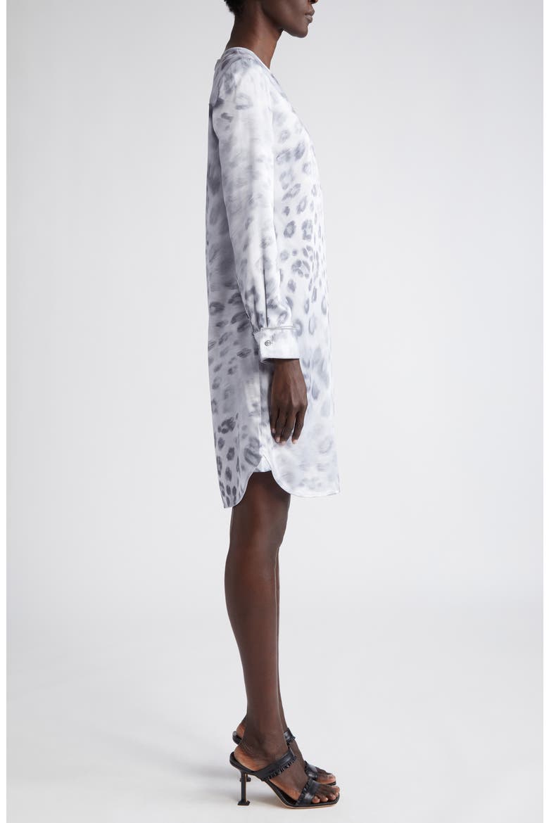 Blur Leopard Long Sleeve Satin Dress, Alternate, color, LIGHT GREY MULTI
