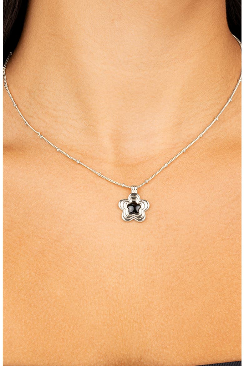 Floral Pendant Necklace, Alternate, color, SILVER
