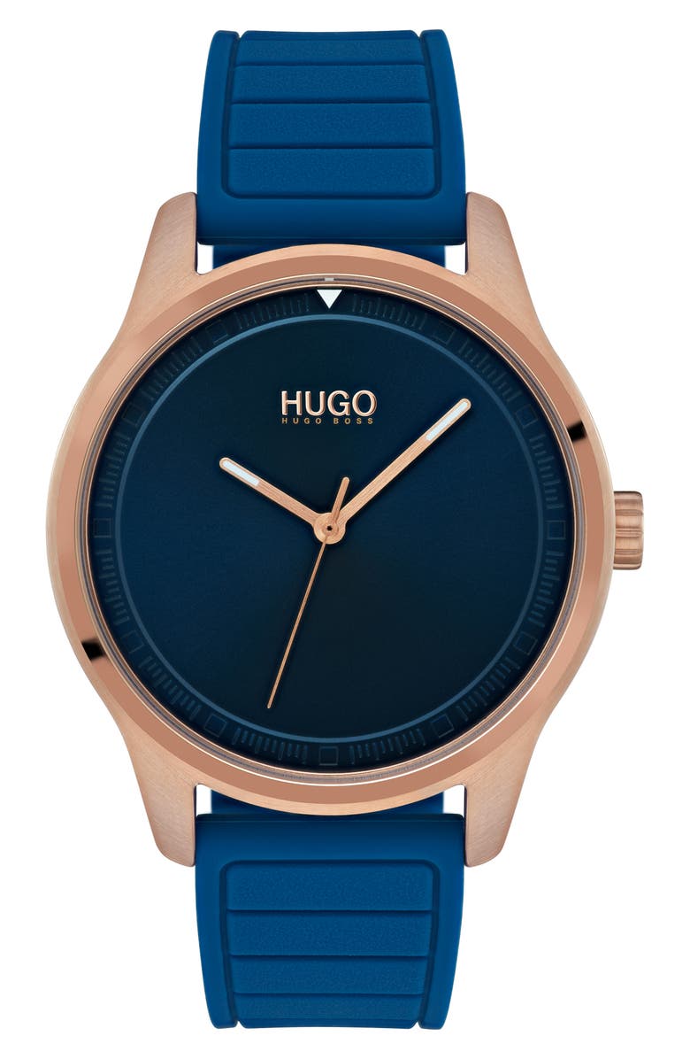 HUGO Men's Chronograph Silicone Strap Watch, 42mm, Main, color, 