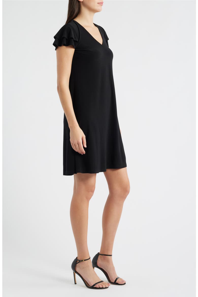 Flutter Sleeve Shift Minidress, Alternate, color, ANNE BLACK