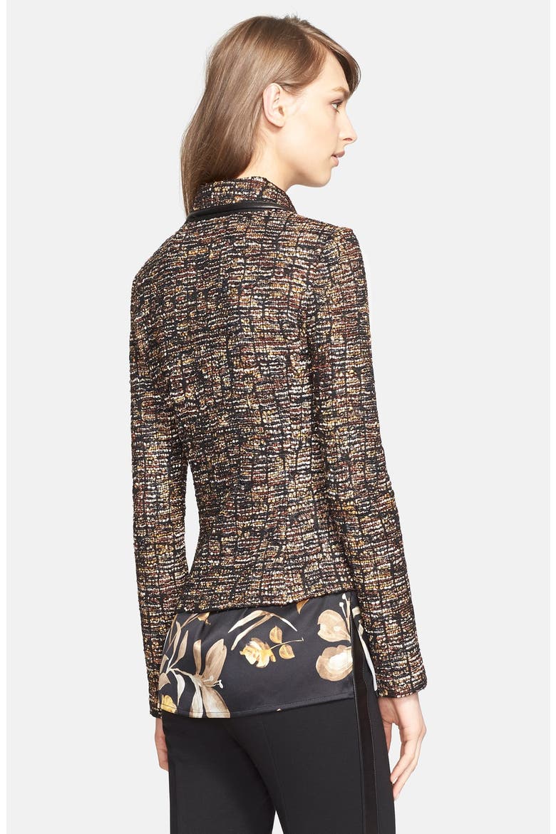 Leather Trim Ribbon Knit Jacket (Nordstrom Exclusive), Alternate, color, CAVIAR MULTI