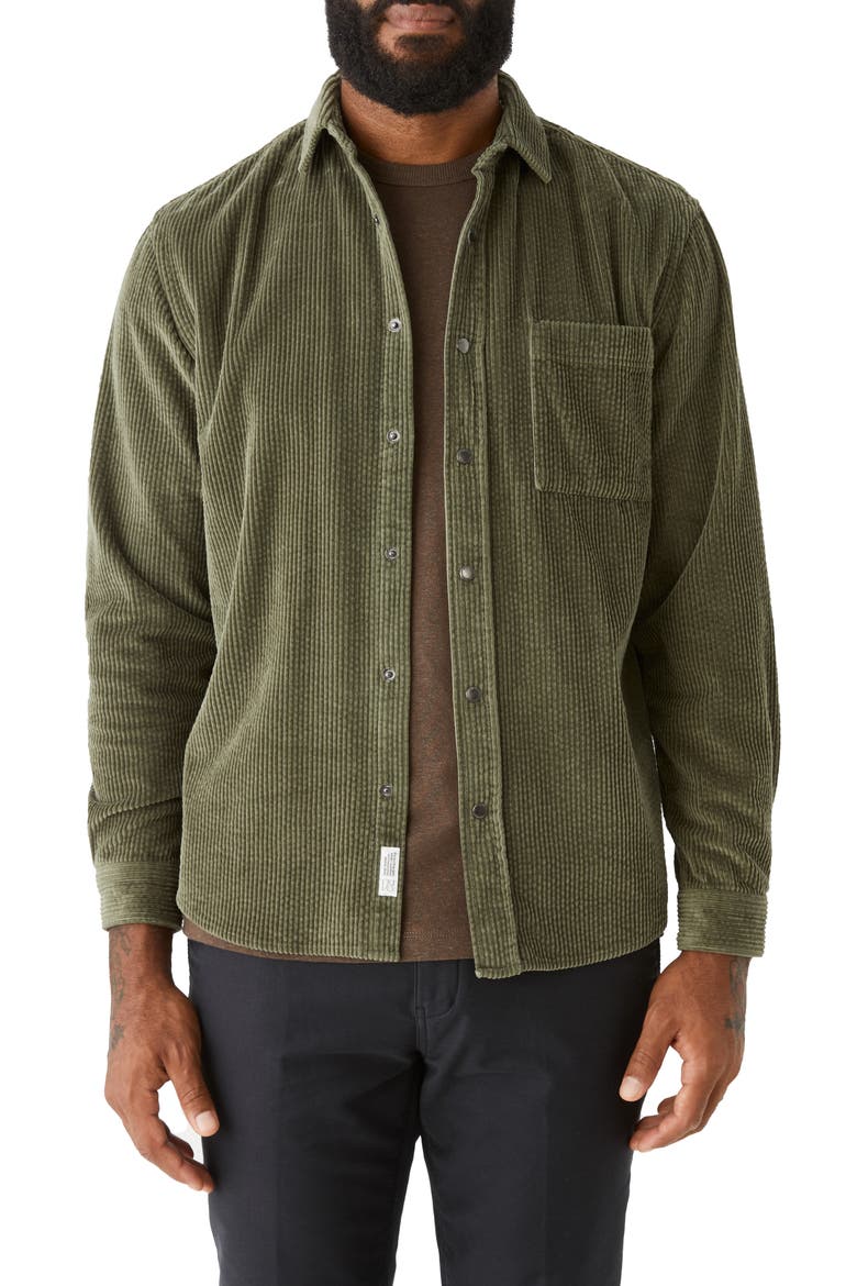 Washed Organic Cotton Corduroy Shirt Jacket, Main, color, GREEN