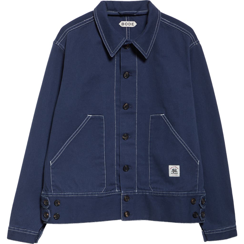 Bode Knolly Brook Side Tab Jacket In Dark Navy