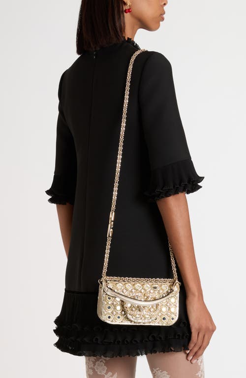 Valentino Garavani Small Locò Jeweled & Beaded Leather Shoulder Bag In Neutral