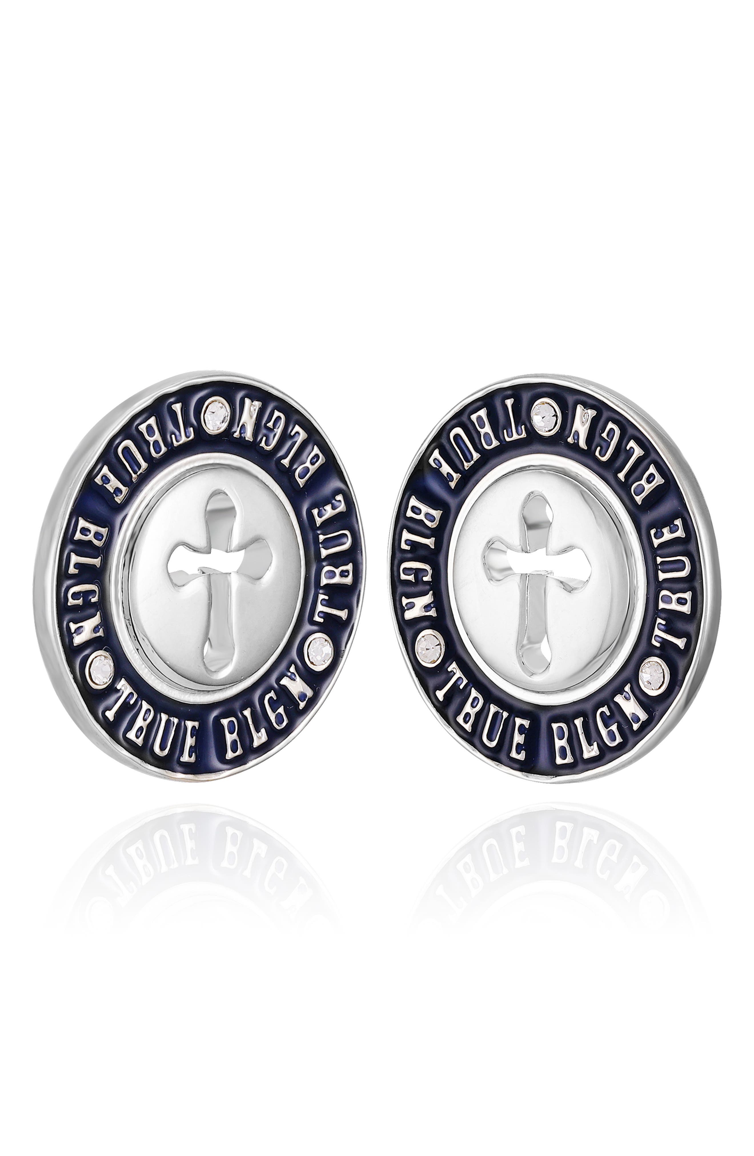 True Religion Logo Stud Earrings