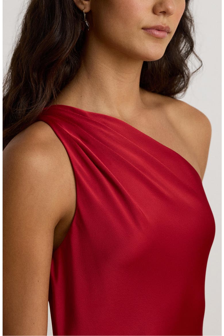 Satin Charmeuse One-Shoulder Gown, Alternate, color, RALPH RED