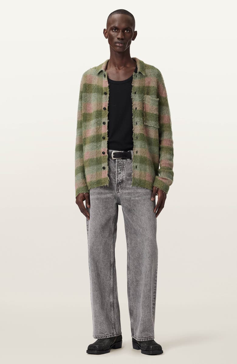 AllSaints Adler Distressed Cardigan, Alternate, color, Sunbaked Pink