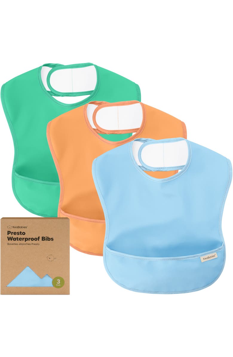 KeaBabies 3-Pack Presto Waterproof Bibs, Main, color, Basics