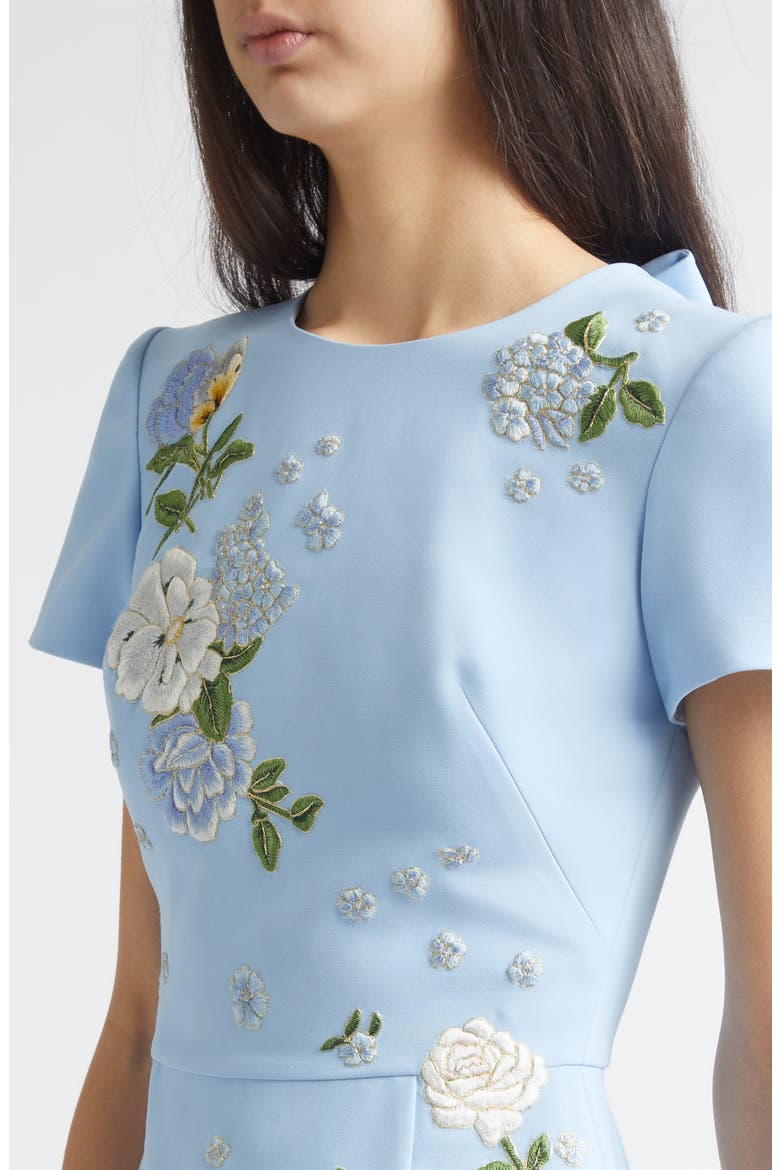 Floral Embroidered Crepe Minidress, Alternate, color, CLOUDY BLUE
