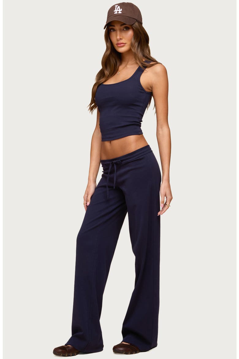 Claudia Stretch Cotton Straight Leg Drawstring Pants, Alternate, color, NAVY