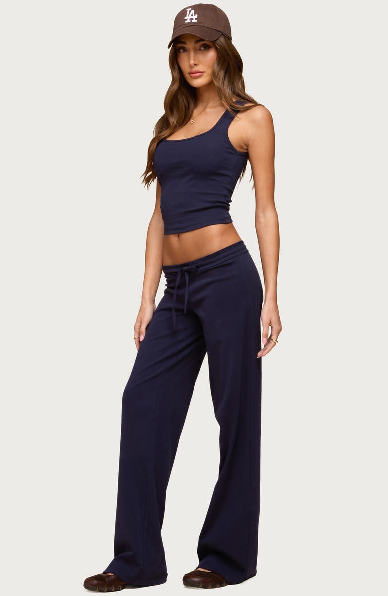 EDIKTED Claudia Stretch Cotton Straight Leg Drawstring Pants, Alternate, color,