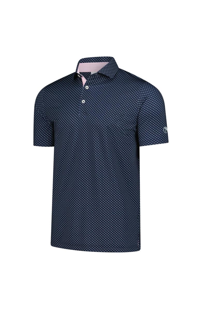 PUMA Men's Puma Navy Arnold Palmer MATTR Micro Umbrellas Printed Polo, Alternate, color,