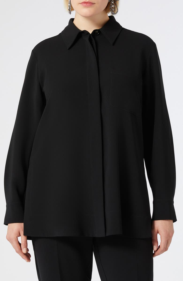 Marina Rinaldi Cady Button-Up Shirt, Main, color, Black