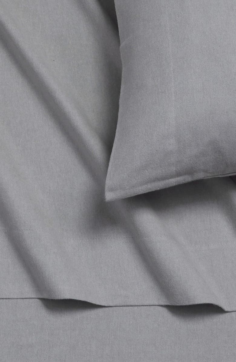 AZORES HOME Yarn Dyed Flannel Sheet Set, Alternate, color, Heather Grey