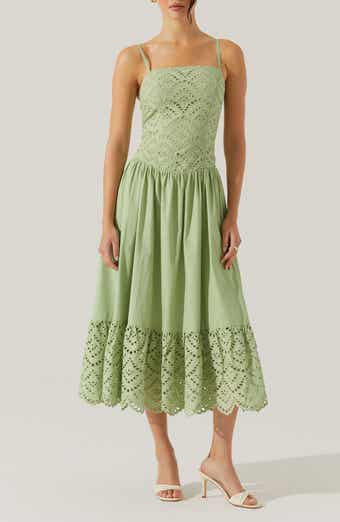ASTR the Label Nathalia Eyelet Embroidered Cotton Midi Dress