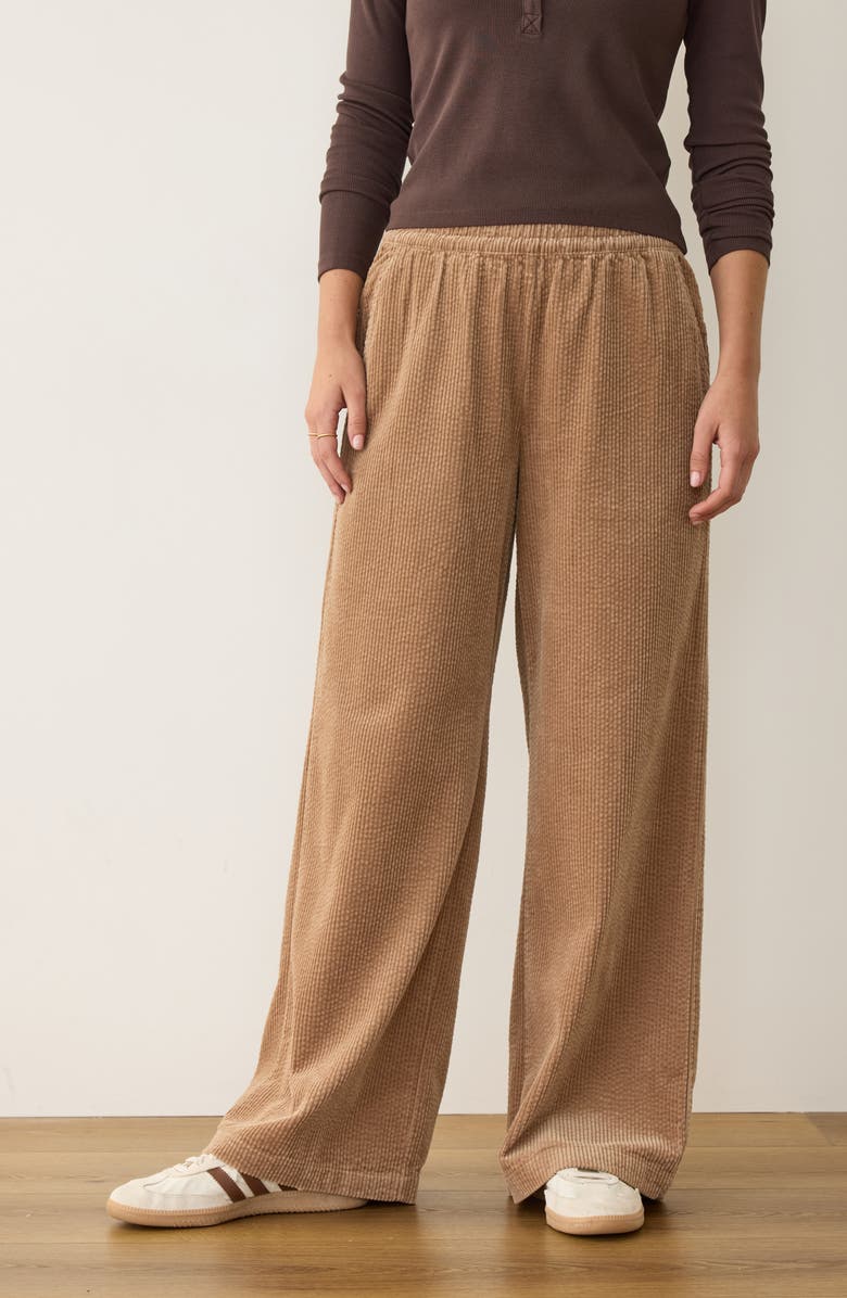 Marine Layer Allison Pull-On Wide Leg Corduroy Pants, Alternate, color, Cocoa Brown