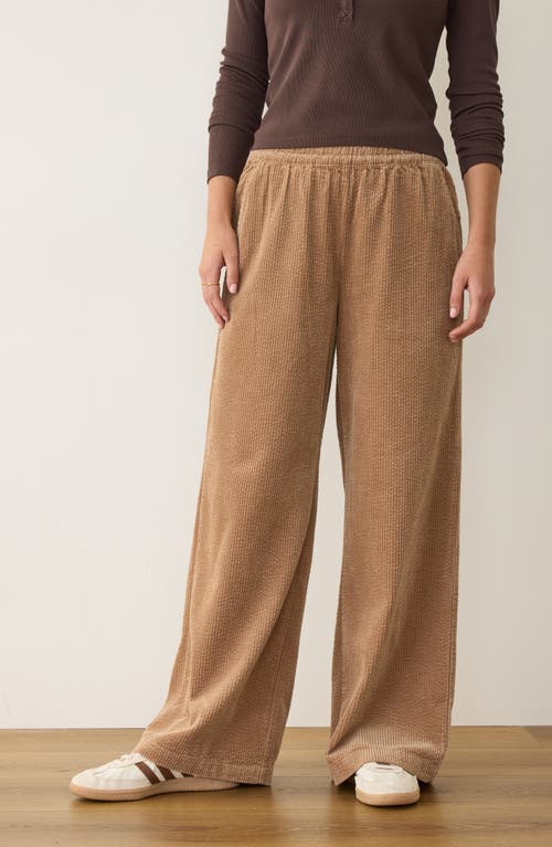 Marine Layer Allison Pull-on Wide Leg Corduroy Pants In Brown