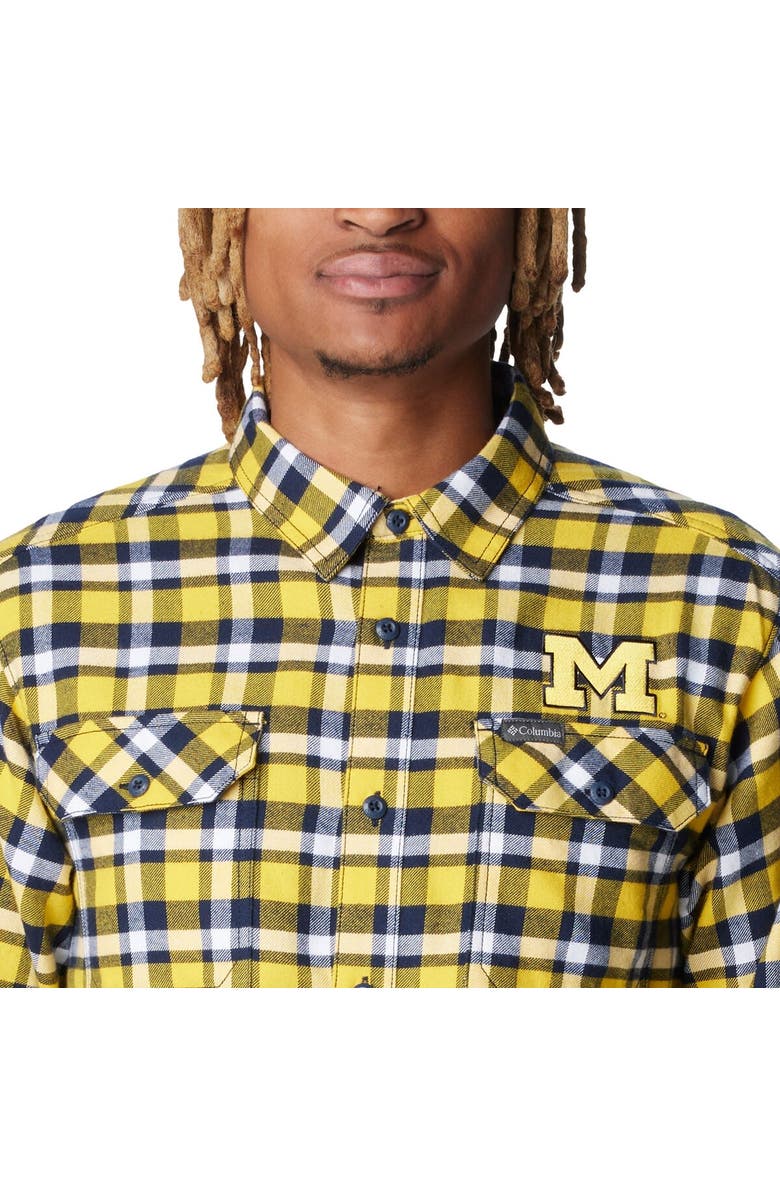 Columbia Maize Michigan Wolverines Flare Gun Flannel Long Sleeve Shirt, Alternate, color, Maize