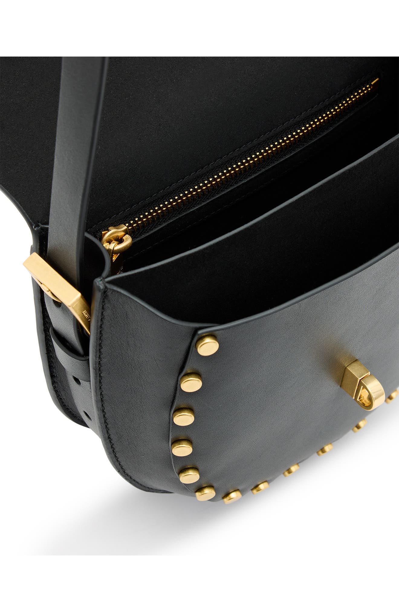 AllSaints Mini Miro Leather Saddle Bag, Alternate, color, 