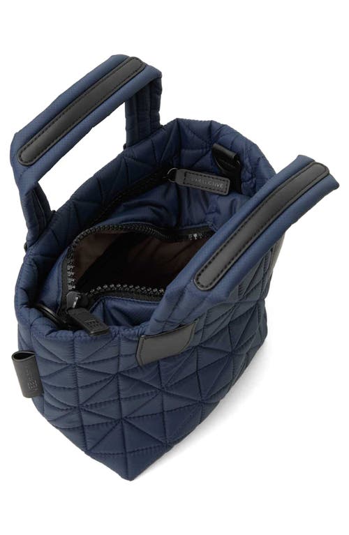 Veecollective Mini Vee Water Repellent Quilted Nylon Tote In Midnight Blue