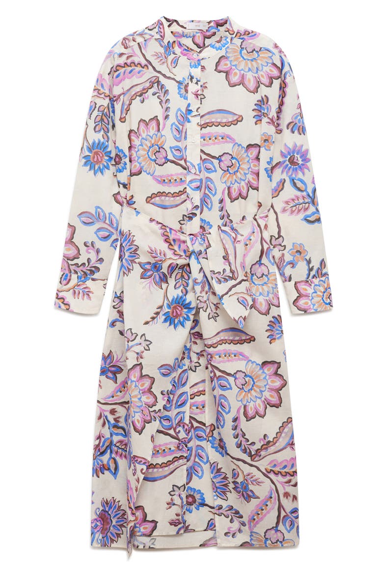 Floral Cotton Shirtdress, Alternate, color, ECRU