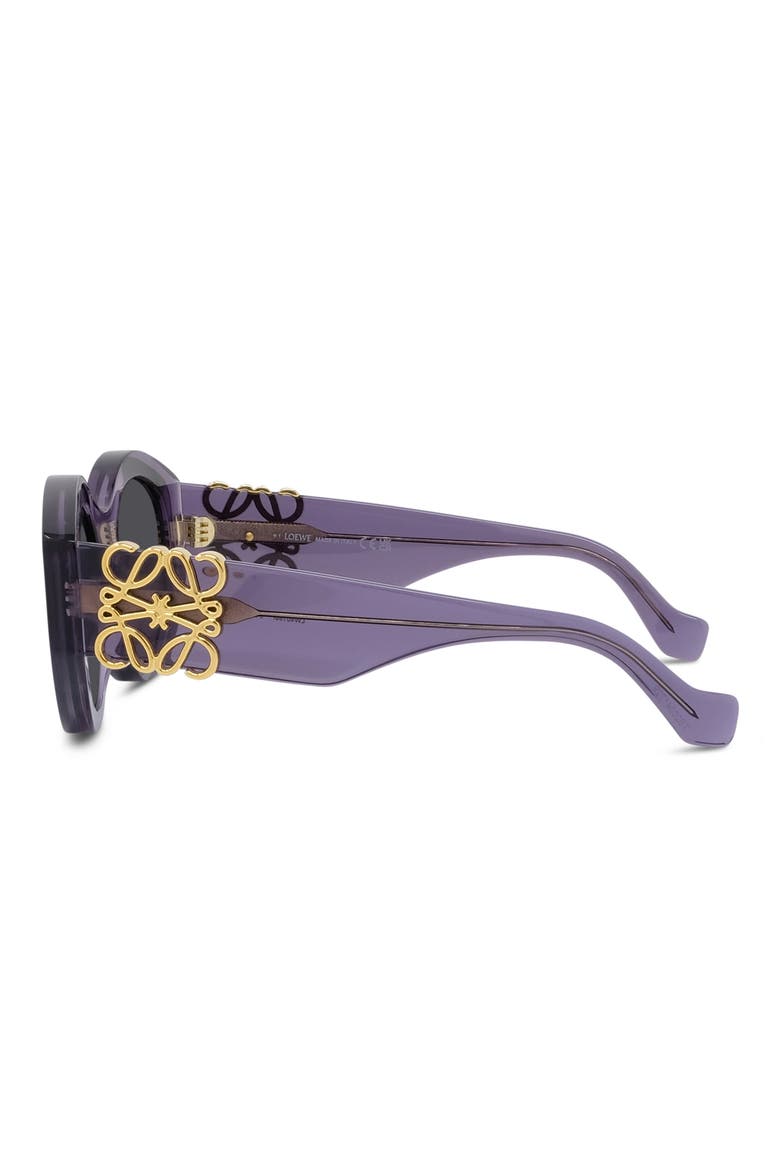 Anagram 50mm Round Sunglasses, Alternate, color, SHINY VIOLET / SMOKE