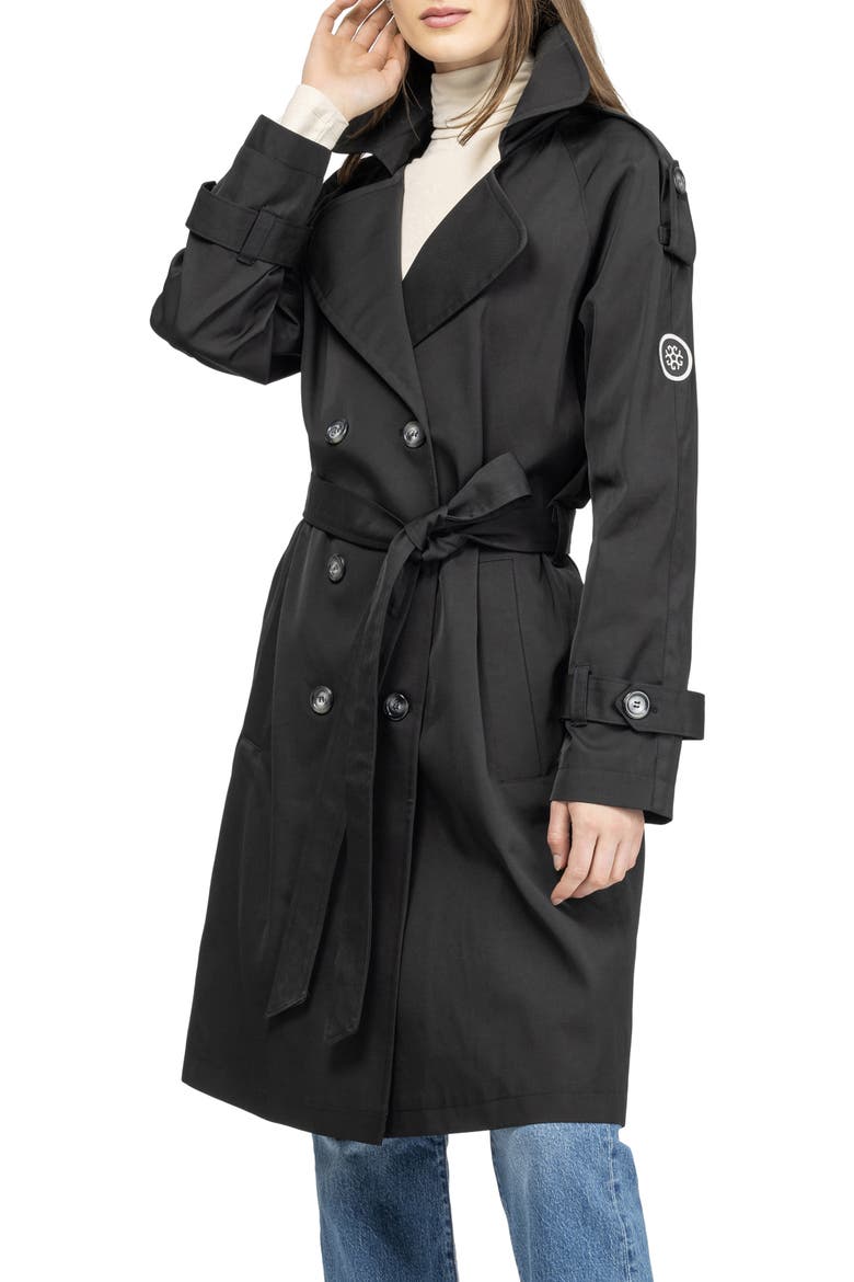 Lightweight Belted Trench Coat, Alternate, color, BLACK