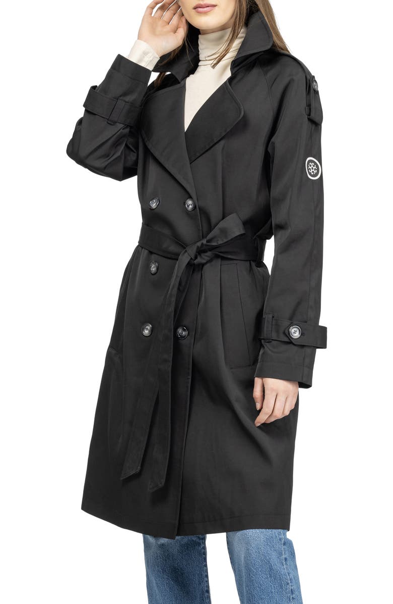 GORSKI Lightweight Belted Trench Coat, Alternate, color, Black
