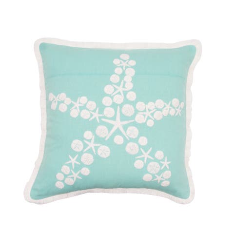 Starfish Sand Dollars Cotton Blend Accent Throw Pillow 18" x 18"