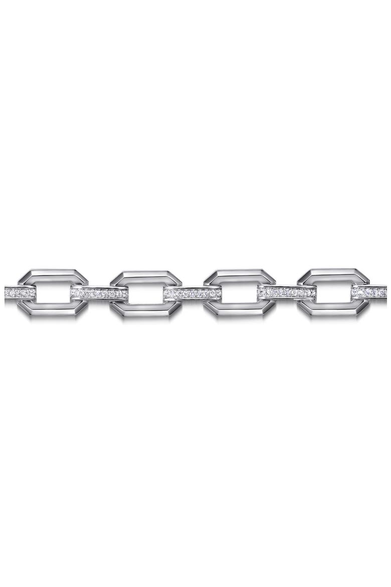 White Sapphire Link Chain Sterling Silver Bracelet, Alternate, color, STERLING SILVER