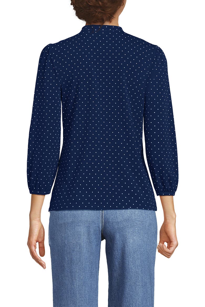Lightweight Jersey Button Pintuck Top, Alternate, color, Ivory/Blue Bouquet