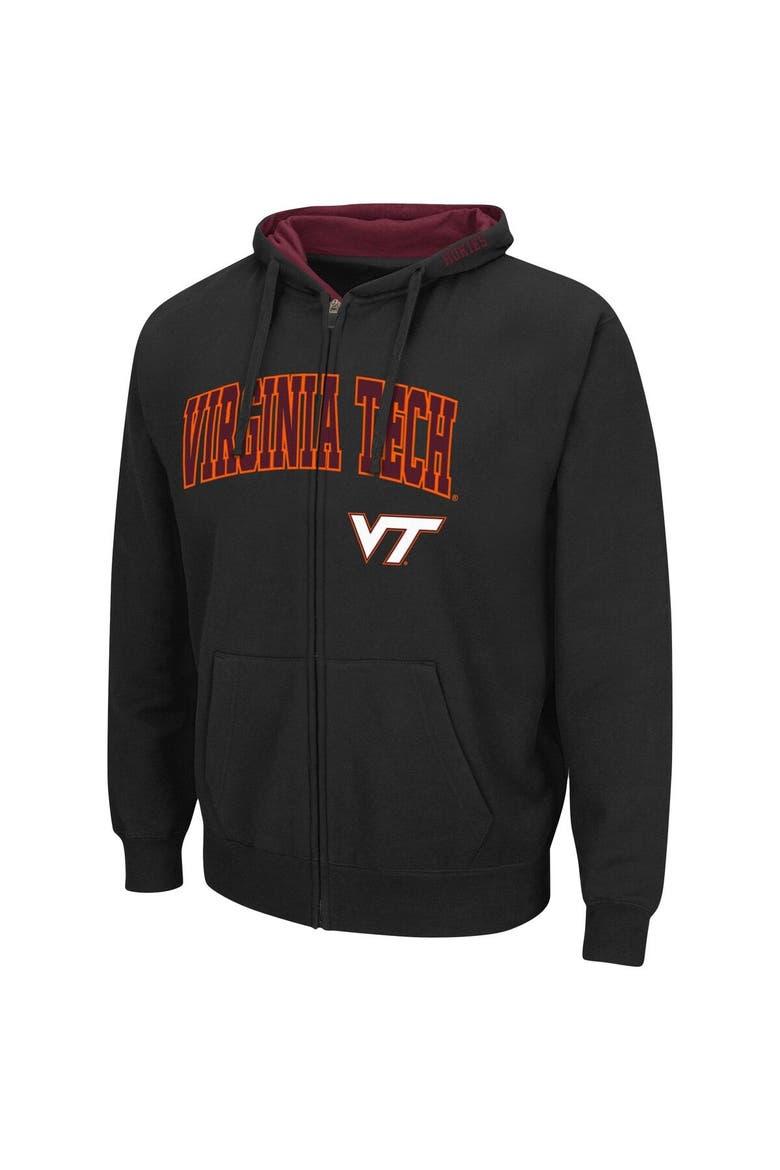 Men's Colosseum Black Virginia Tech Hokies Arch & Logo 3.0 Full-Zip Hoodie, Alternate, color, Black