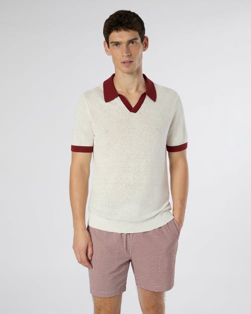 Onia Linen Johnny Polo Sweater in Salt/brick 