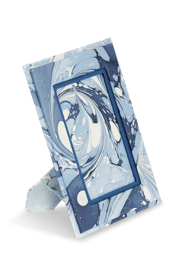 Hand-Marbled Picture Frame - 4x6, Main, color, Ocean Wave