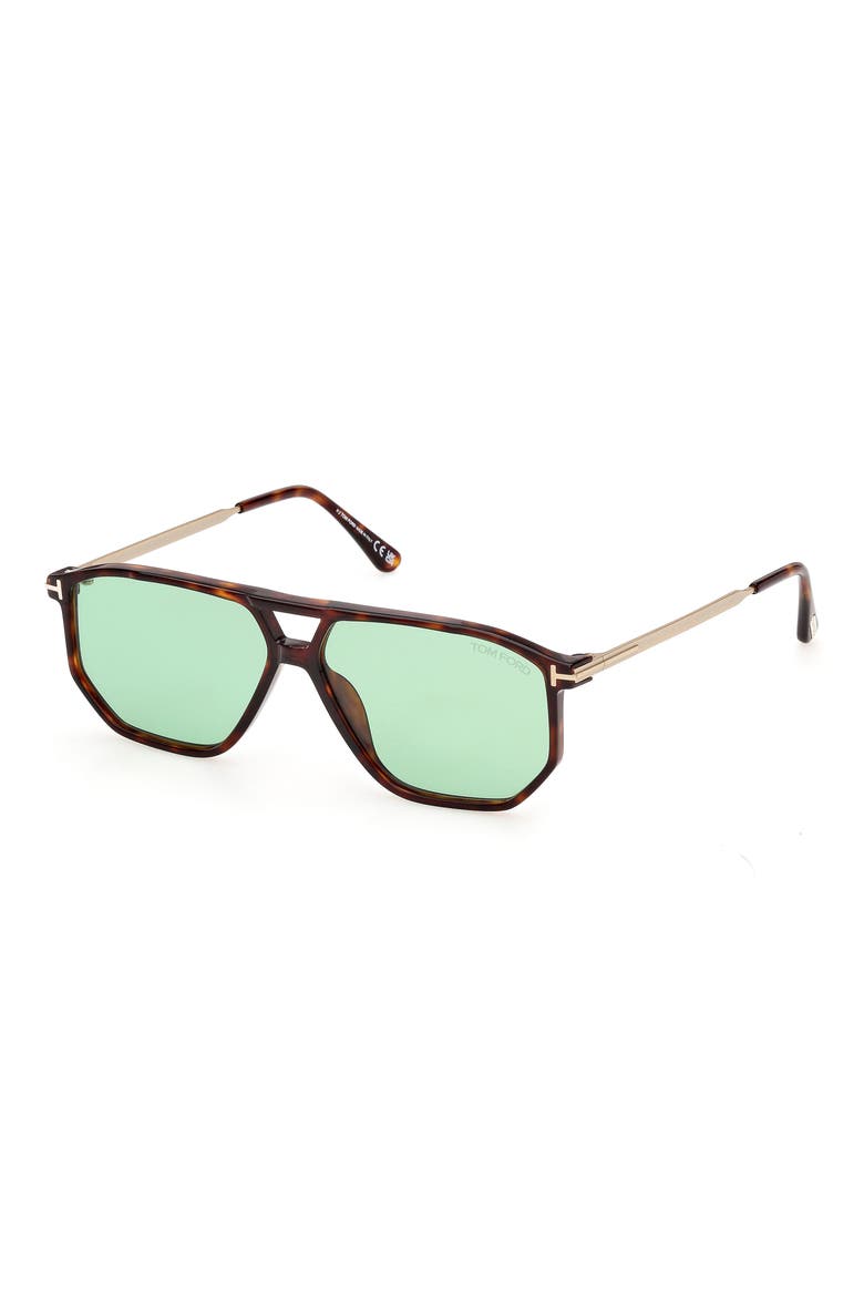 Billie-02 57mm Navigator Sunglasses, Main, color, RED HAVANA GREEN LENS