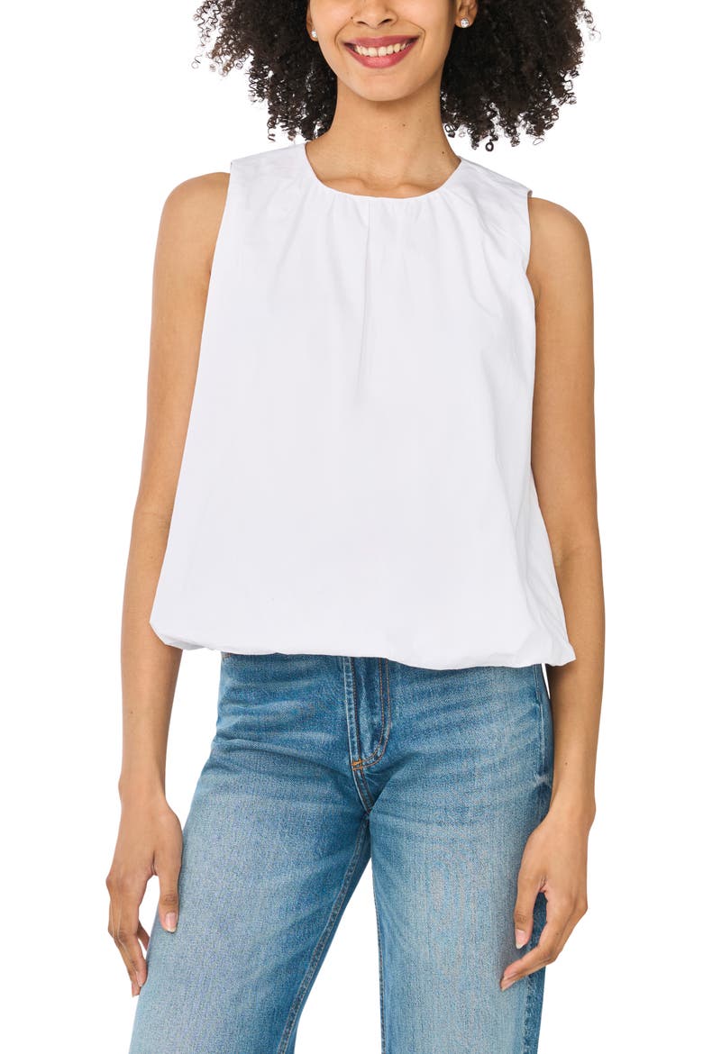 Cotton Poplin Bubble Top, Main, color, WHITE