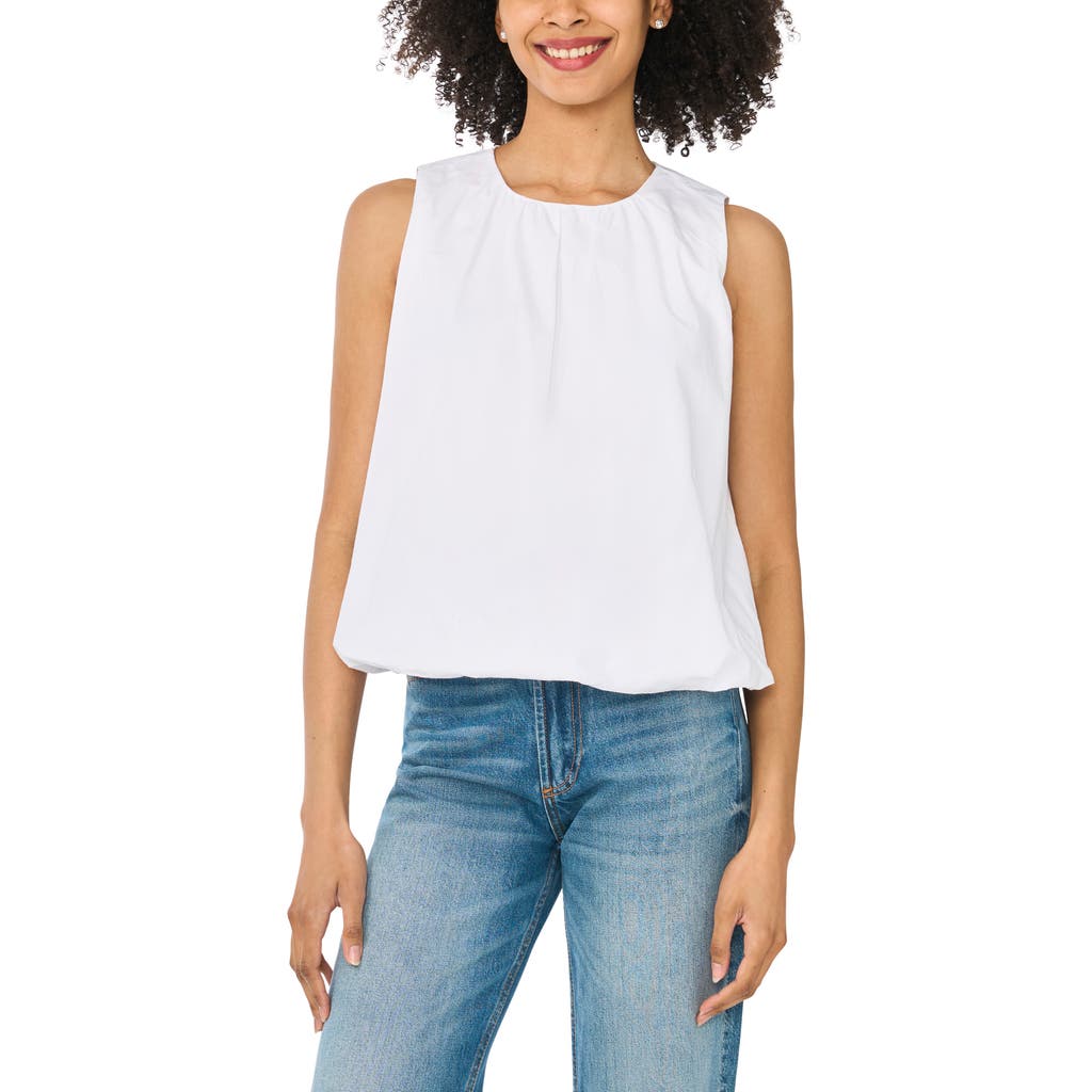 CeCe Cotton Poplin Bubble Top in White at Nordstrom, Size Small